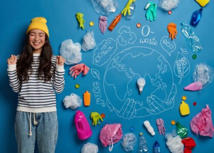 volunteering concept environment protection with young woman activist