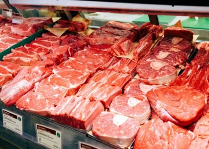 raw meat on display counter