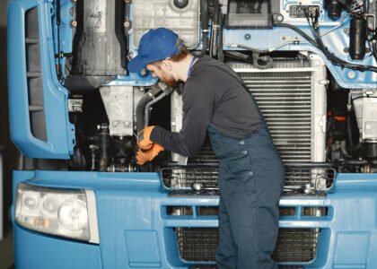 man with tools truck worker uniform faulty truck